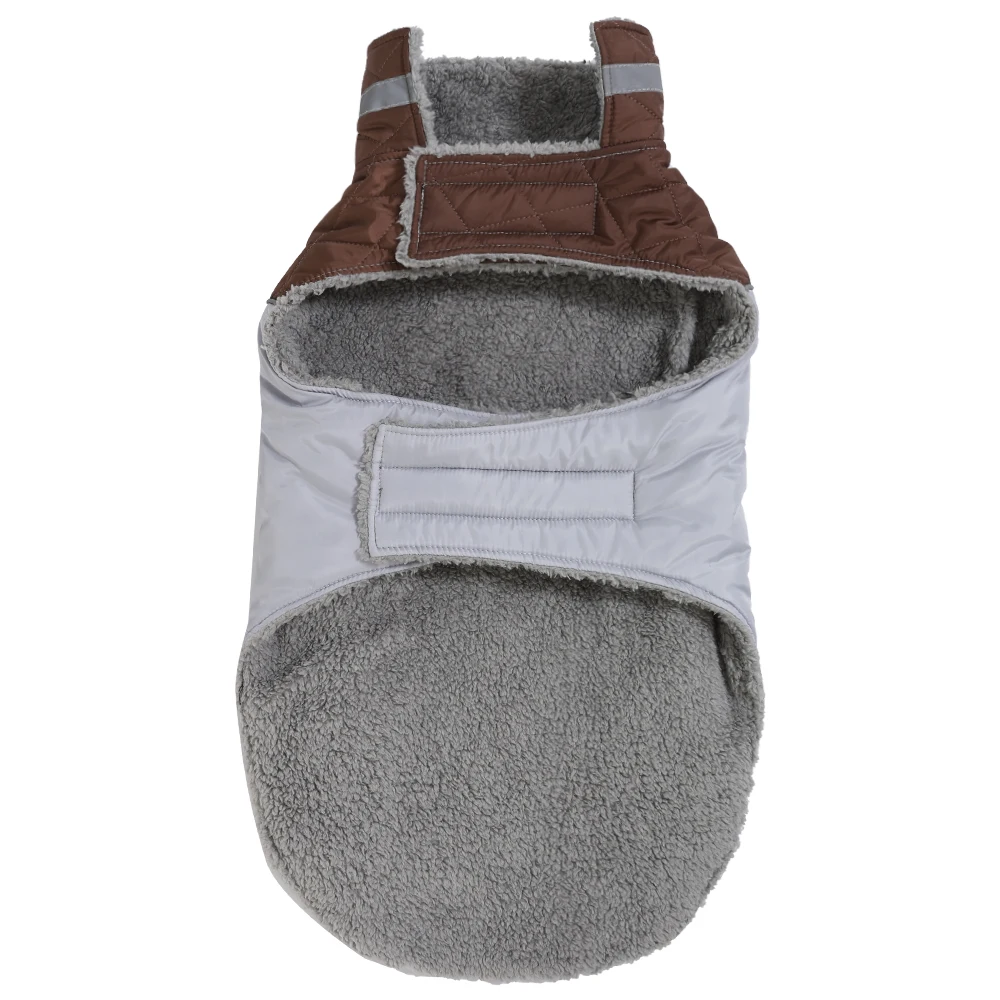 Winterwarme große Hundekleidung, reflektierende Haustierweste, dicke, mit Fleece gefütterte Jacke, Oberbekleidung für mittelgroße und große Hunde, Labrador, Mops. – Detail 5