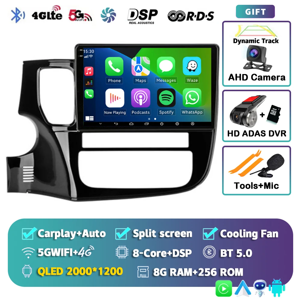 Android 16 Carplay autoradio voor Mitsubishi Outlander 3 GF0W GG0W 2012-2018 Multimedia Videospeler Navigatie Stereo GPS 2din