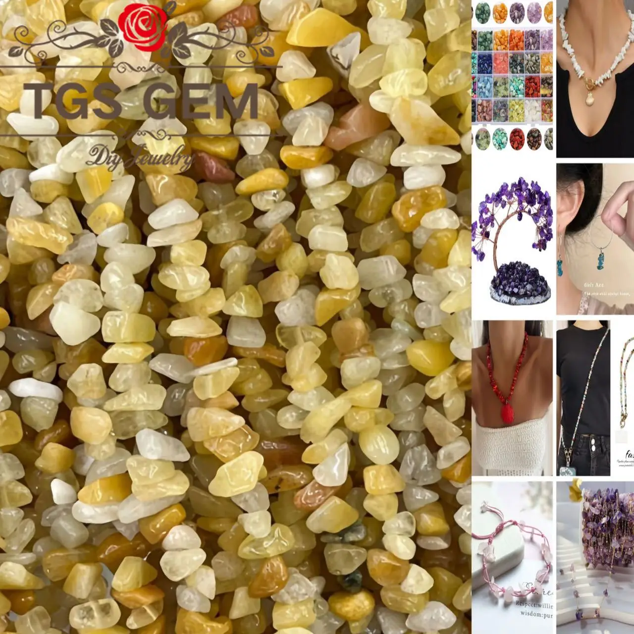 

Manufacturer Natural Stone AAA A Huang'ao Gem Stone Irregular Beads Trendy DIY Energy Tree Bracelet Accessories15 in