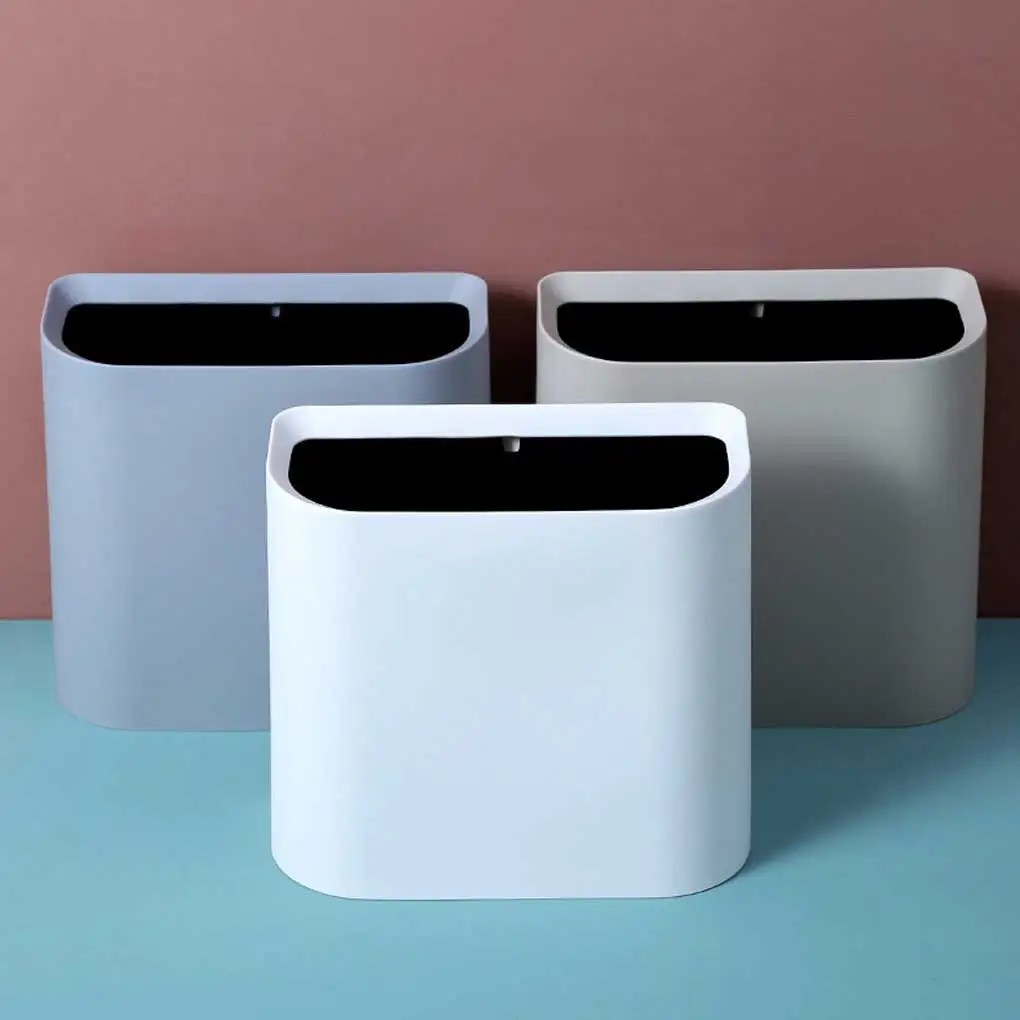 Slim Trash Can Garbage Bin Narrow Wastebasket Plastic No Lid Bucket Large Capacity Kitchen Bathroom Toilet White/no