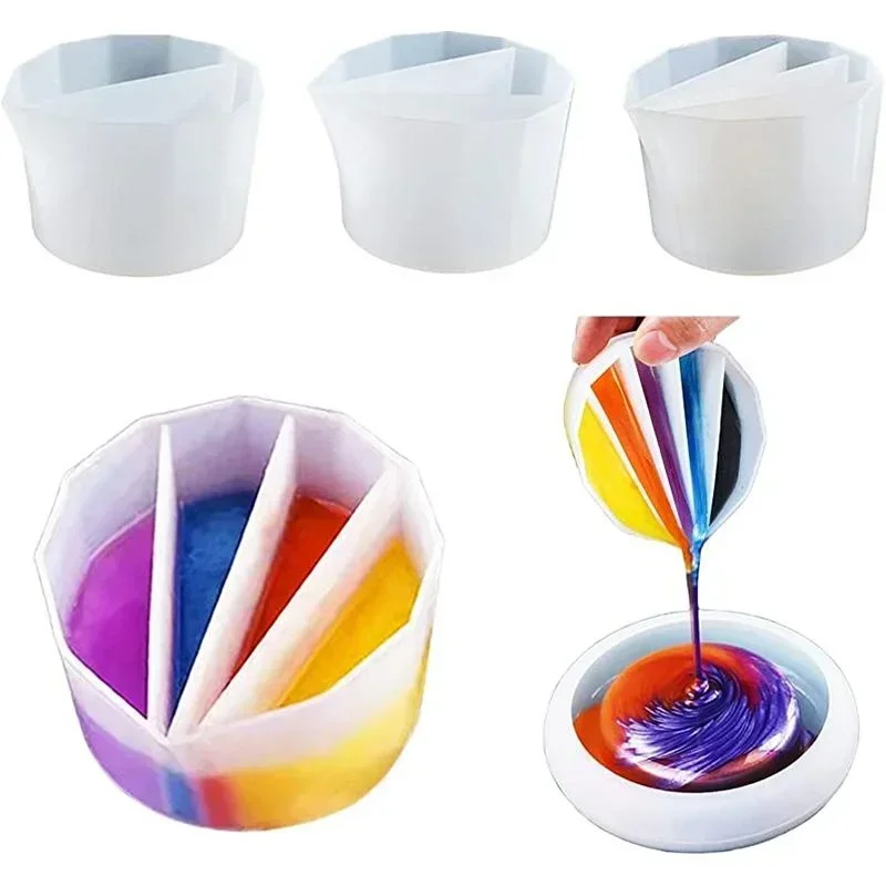 DIY Acrylic Paint Resin Mold Pour Split Cup Silicone Epoxy Mixing Color Pigment Diversion Cup Fluid Art Split Cup Jewelry Making