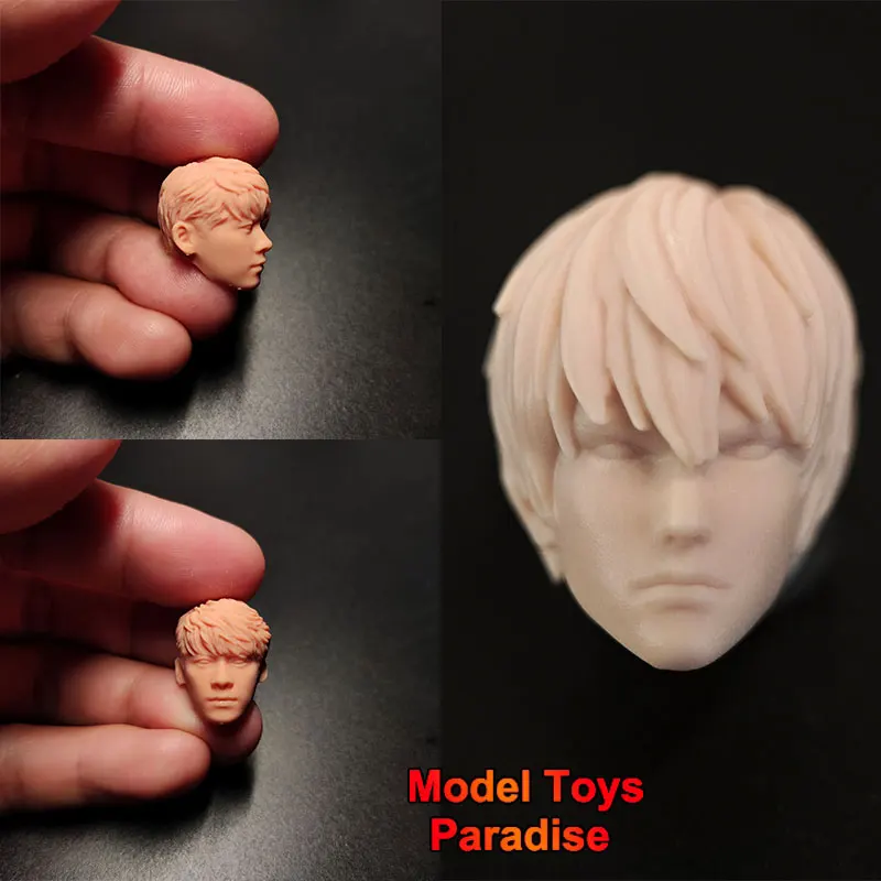 Unpainted White Model Head 1/12 Men Soldier The Lost Tomb Zhang Qiling Wu Xie Head Sculpt Fit 6inch Action Figure Body