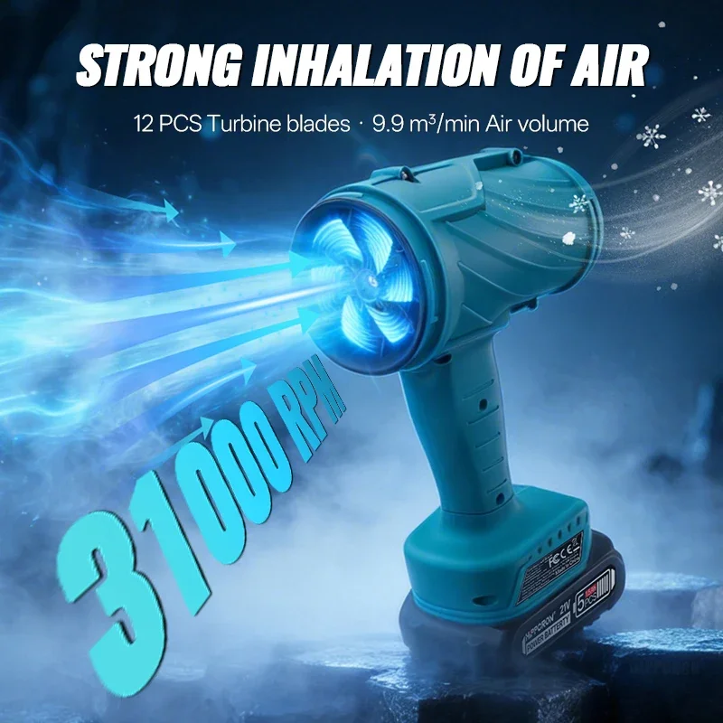 HIPPCRON 31000RPM 2-in-1 Kabelloser Elektrischer Luftbläser Hochgeschwindigkeits-Tragbarer AKKU-LOSER Staubsauger 25m/s Für Makita 21V Akku – Detail 5