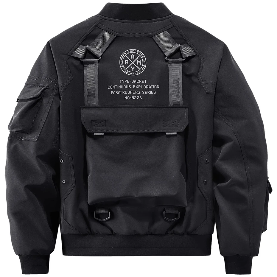 Tactical Bomber Jackets Men Streetwear Punk Oversized Coats Function Multi Pockets Vintage Varsity Baseball Jacket Techwear