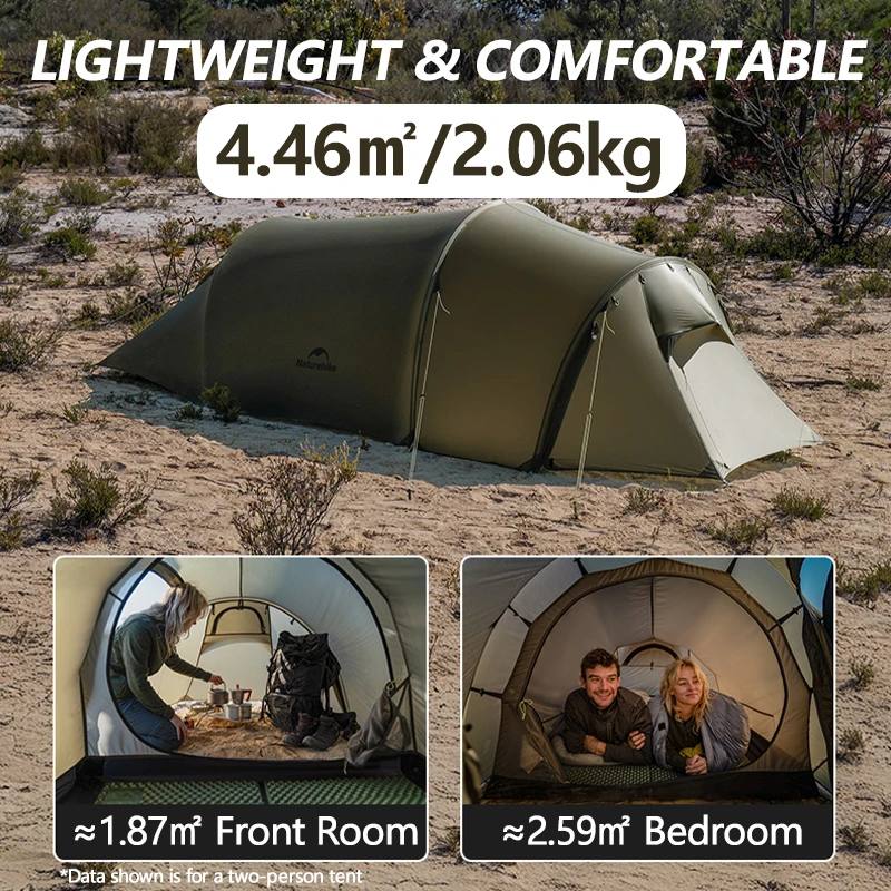 Naturehike Camping Tunnel Tent Opalus UL 2-3 Person Lightweight 15D Nylon Large Space 4 Season Tent Outdoor Waterproof Tent