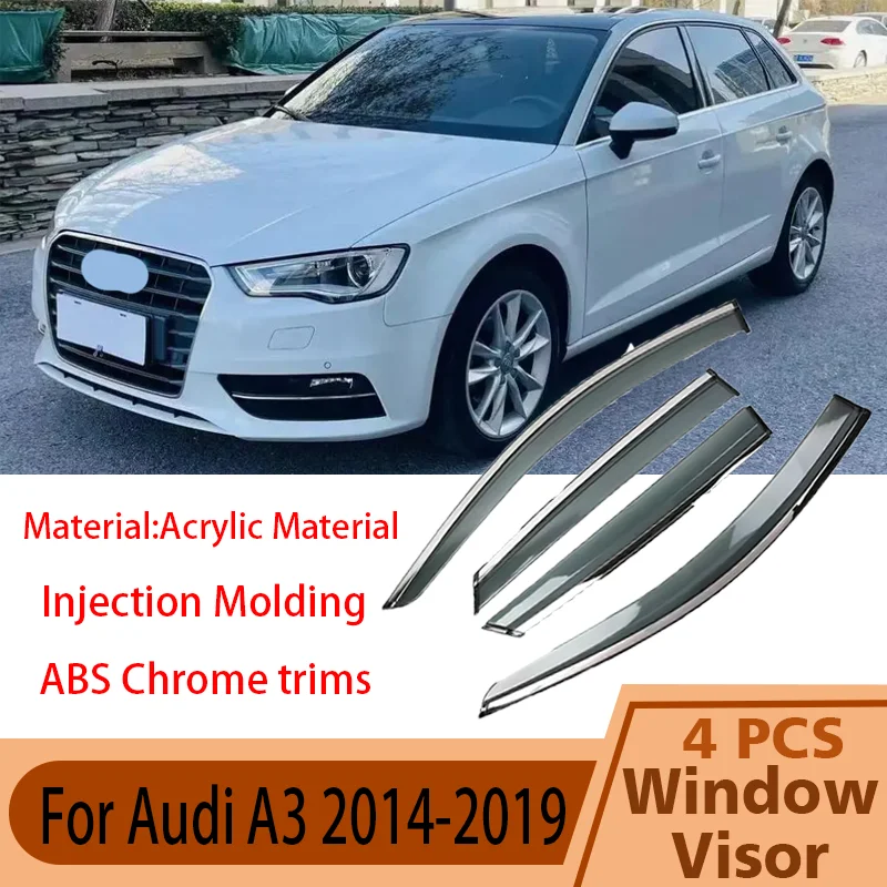 

Window Visor For Audi A3 Hatchback MK3-8V 2014 2015 2016-2019 Side Window Visors Guard Sun Guard Deflector Shield Wind Deflector