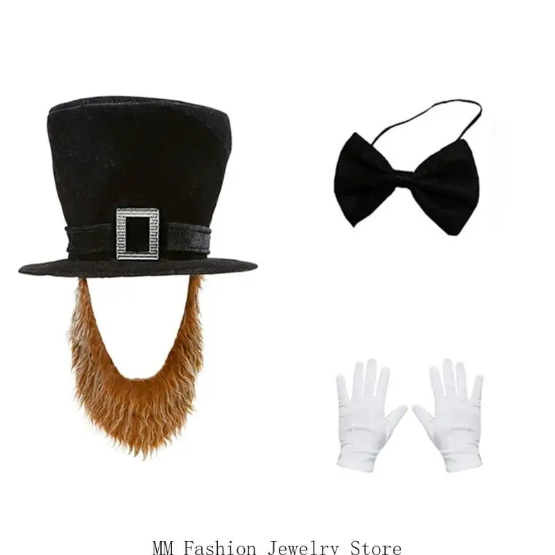 

D0UB Presidents Day Costume Abrahams Lincolns Costume Accessories Necktie Top Hat