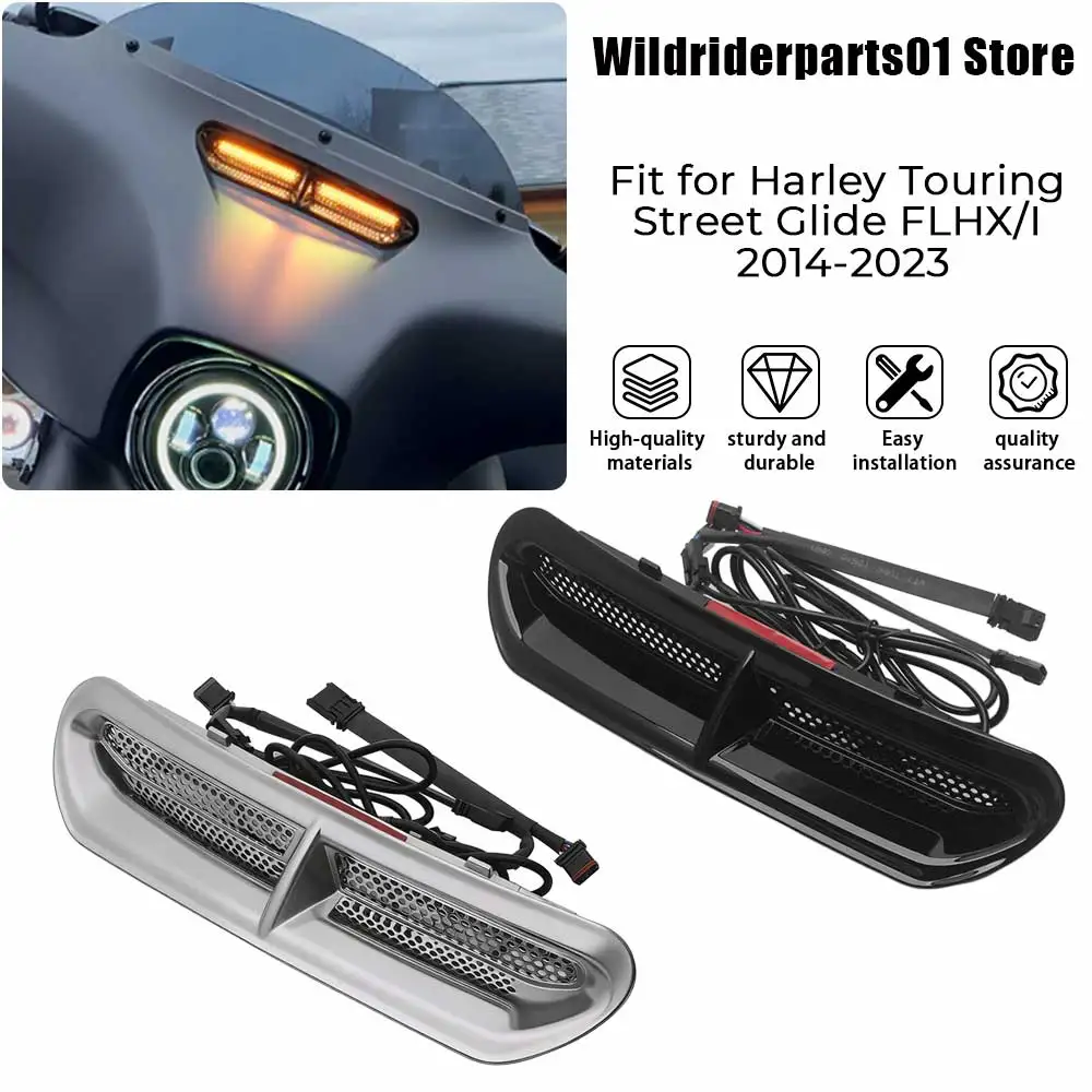 

Хромированные светодиодные накладки на вентиляционные отверстия с динамическим сигналом поворота из АБС-пластика для мотоциклов Harley Touring Street Glide Special FLHXS 2014-2023