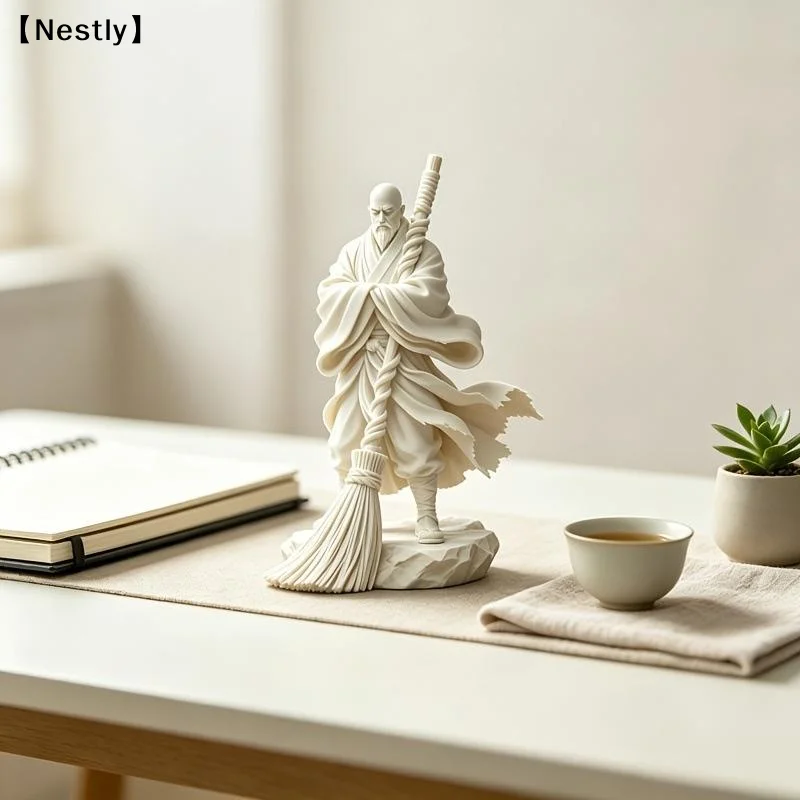 1Pcs Zen Oriental Monk Figurine With Flowing Robe Elder Sculpture Chinese Style Statue For Tea Room Meditation Table Decor〔Nest〕