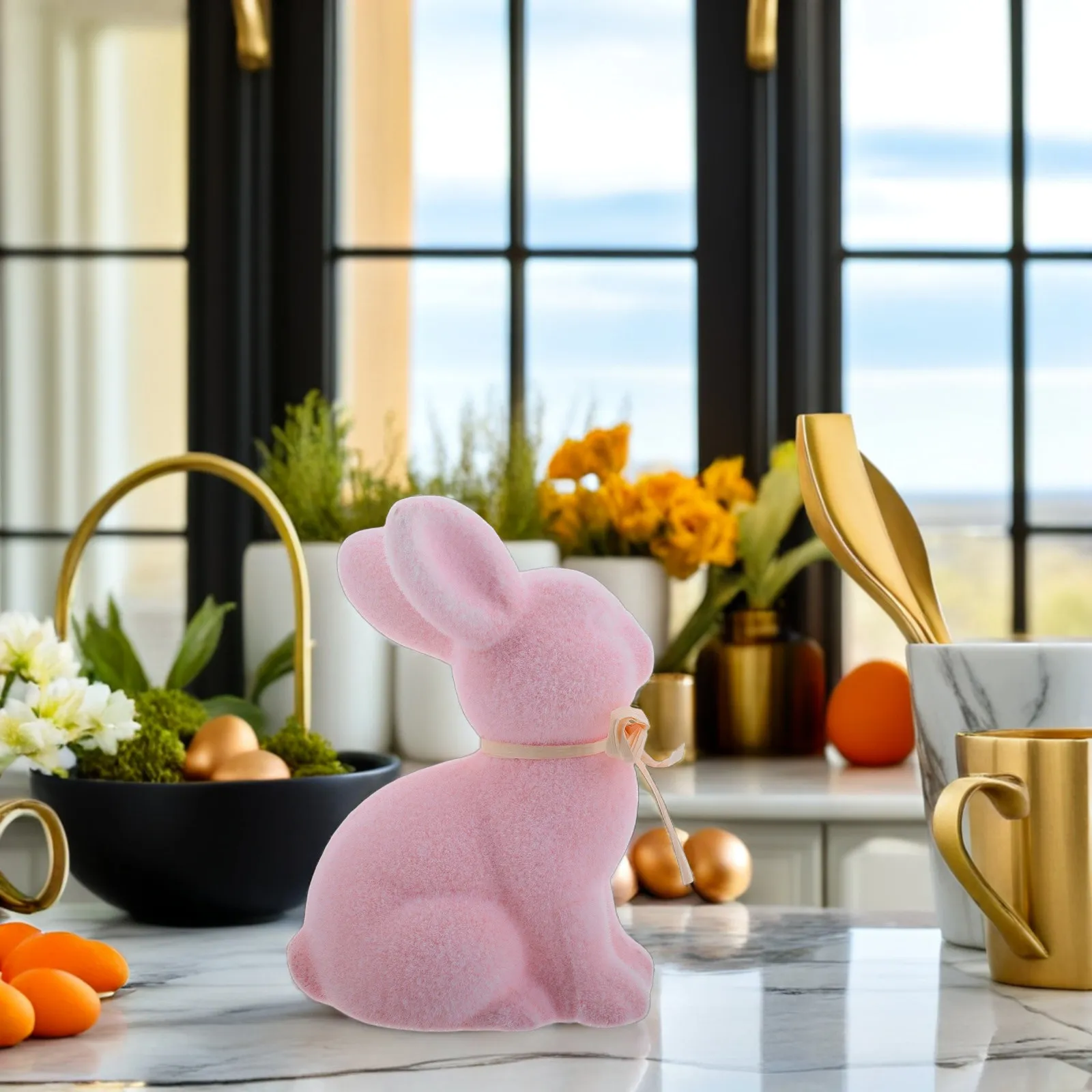 

Оригинальная праздничная розовая садовая фигурка кролика с реалистичными деталями, уличная статуэтка, реквизит для пасхальных фотосессий, украшение для весенней вечеринки