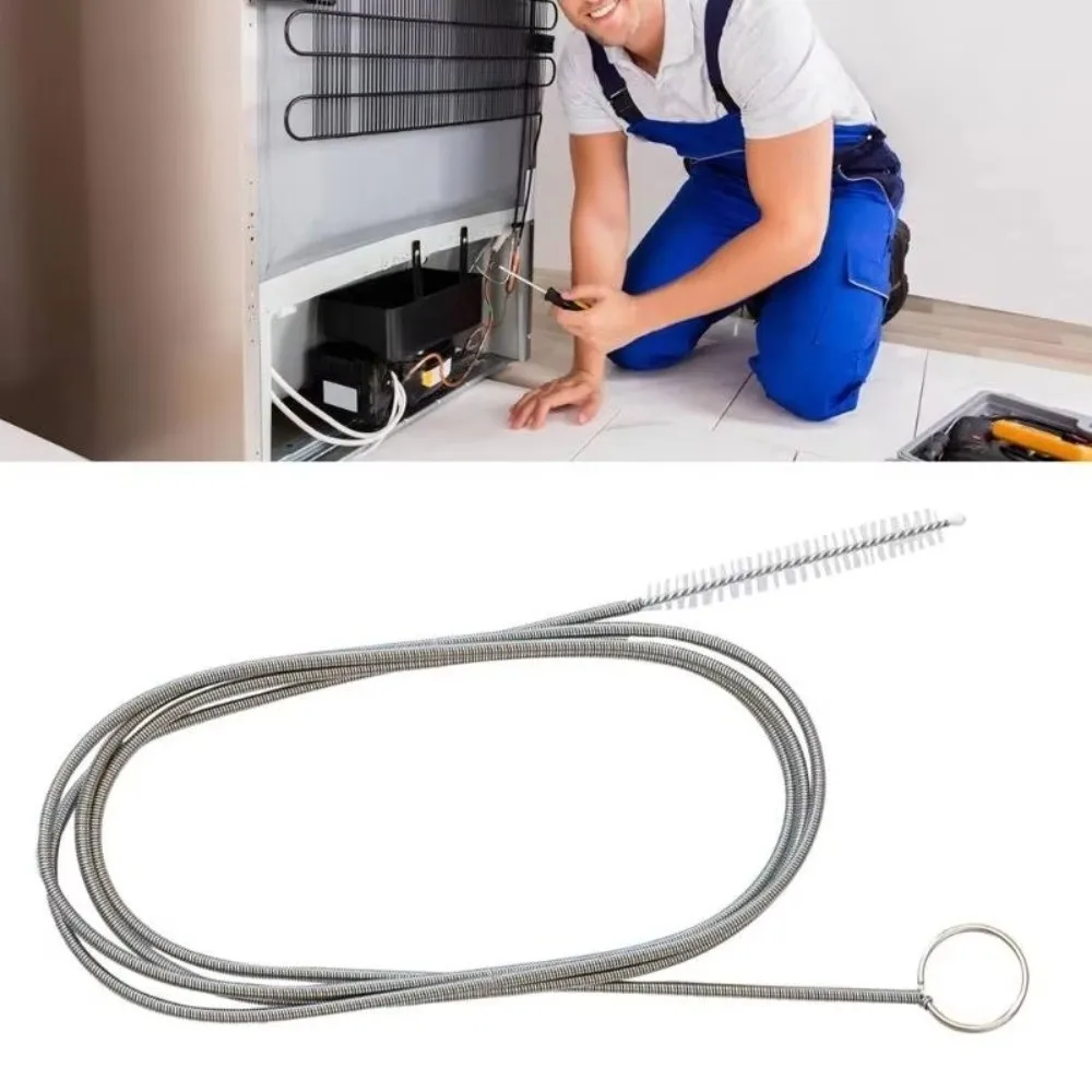 Long Flexible Refrigerator Drain Dredge Bendable Brush Wire Tube Spring Water Dredging Tool 1M/1.5M Nylons Bristles