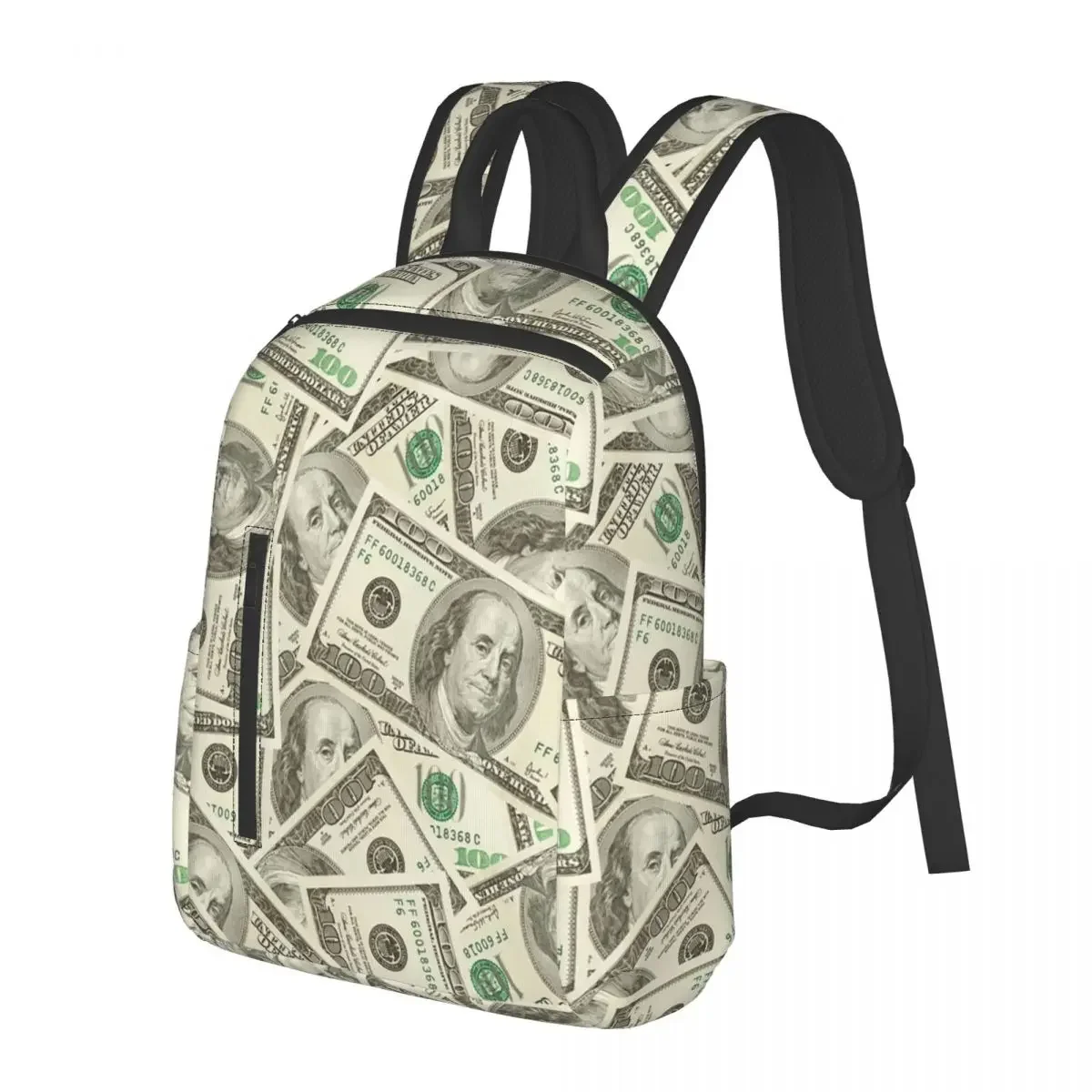 US Dollar Banknotes Student Backpack School Bag Hiking Travel Daypack for Men Women Bookbag Shoulder Bags