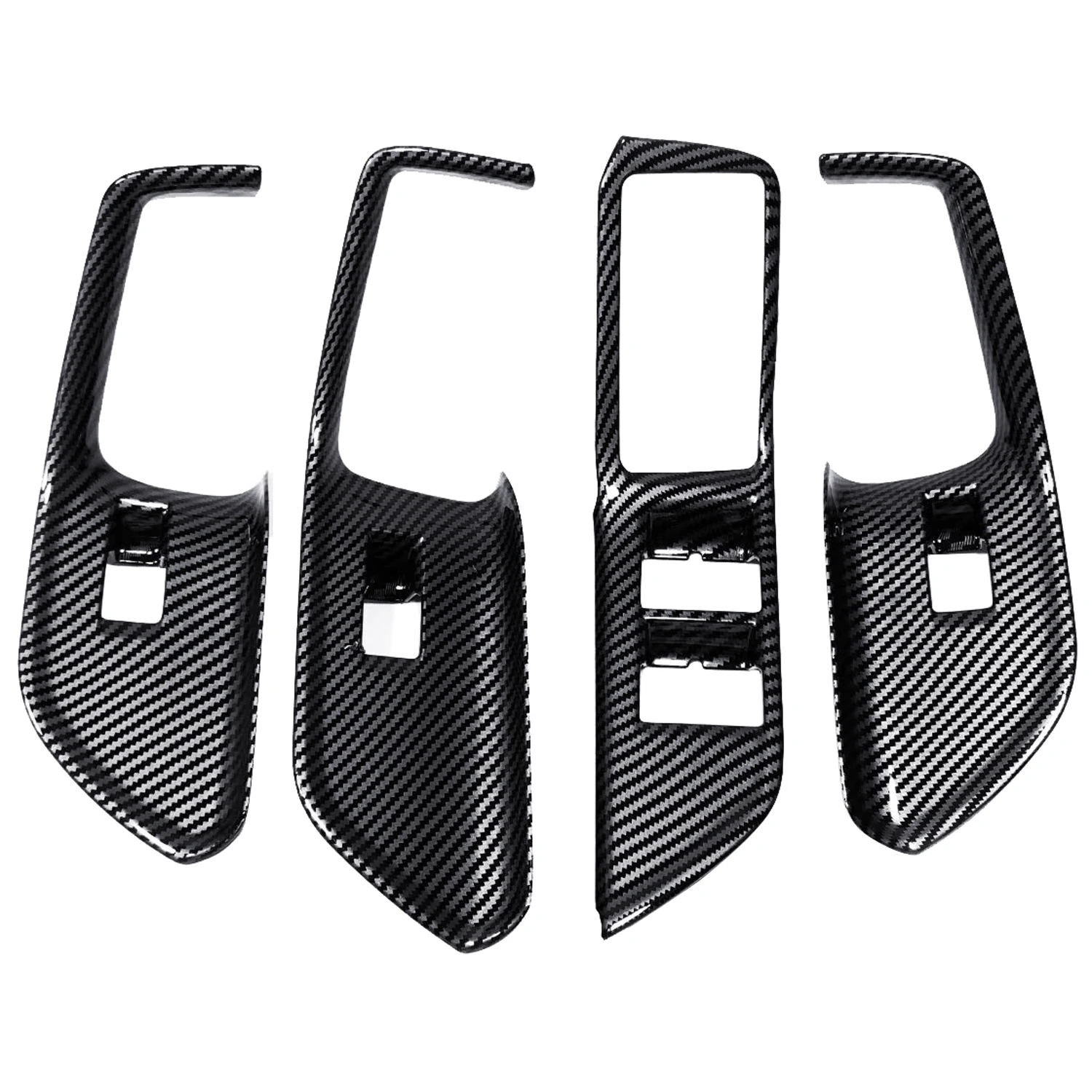 لأودي A5L B10 2025-2026 LHD اكسسوارات السيارات نافذة ارتفاع رفع التحكم التبديل غطاء لوحة الكسوة ABS ألياف الكربون نمط 4 قطعة