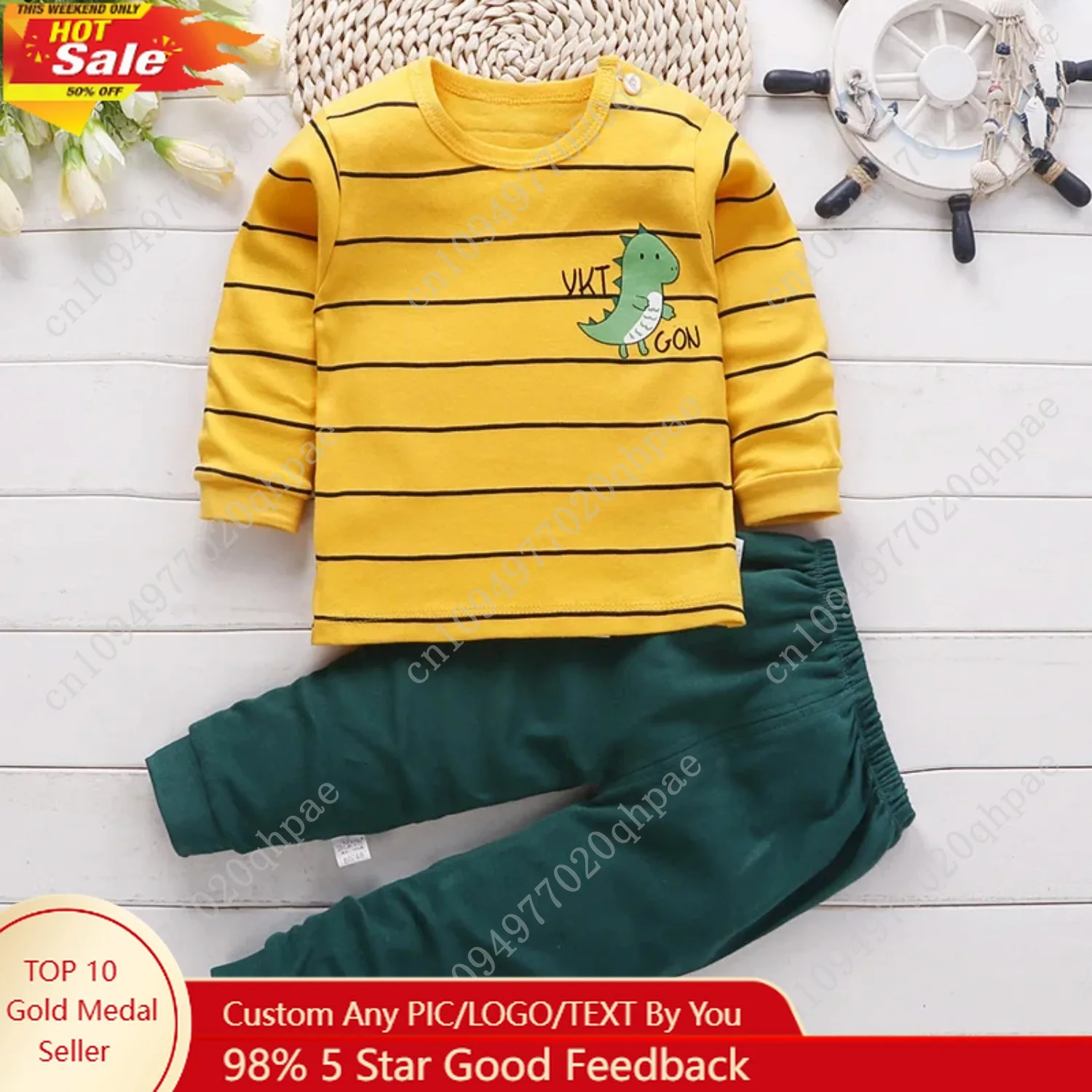 

Autumn 2 Piece Kids Pajama Set Long Sleeve Cartoon Design Lightweight Homewear Pure Cotton Boys Girls Underwear Sleepwear