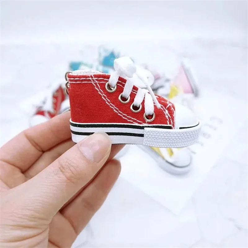 Cute Mini Canvas Sneaker Keychain Tennis Shoes Key Chain Sport Shoes Keyrings for Women Men Bag Hangings Couple Friend Gift