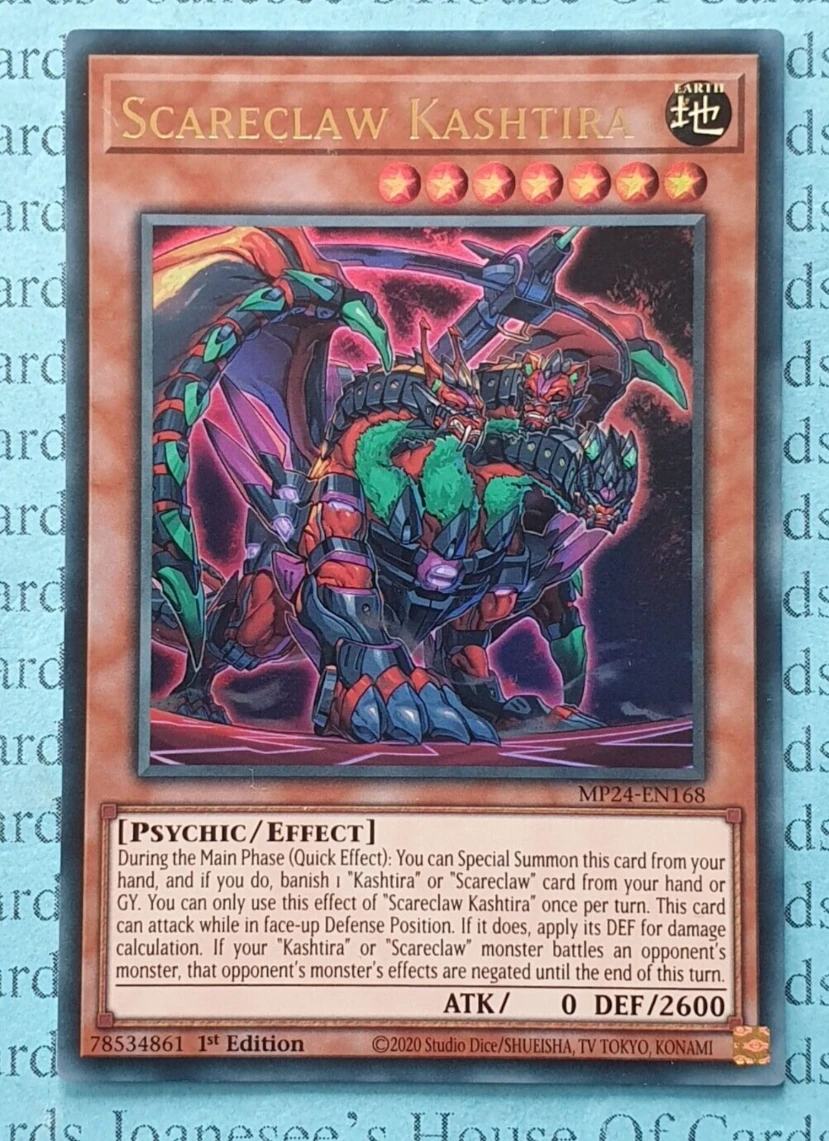 

Yugioh KONAMI Duel Monsters TCG MP24-EN168 Scareclaw Kashtira Ultra Rare English 1st Edition Collection Mint Card