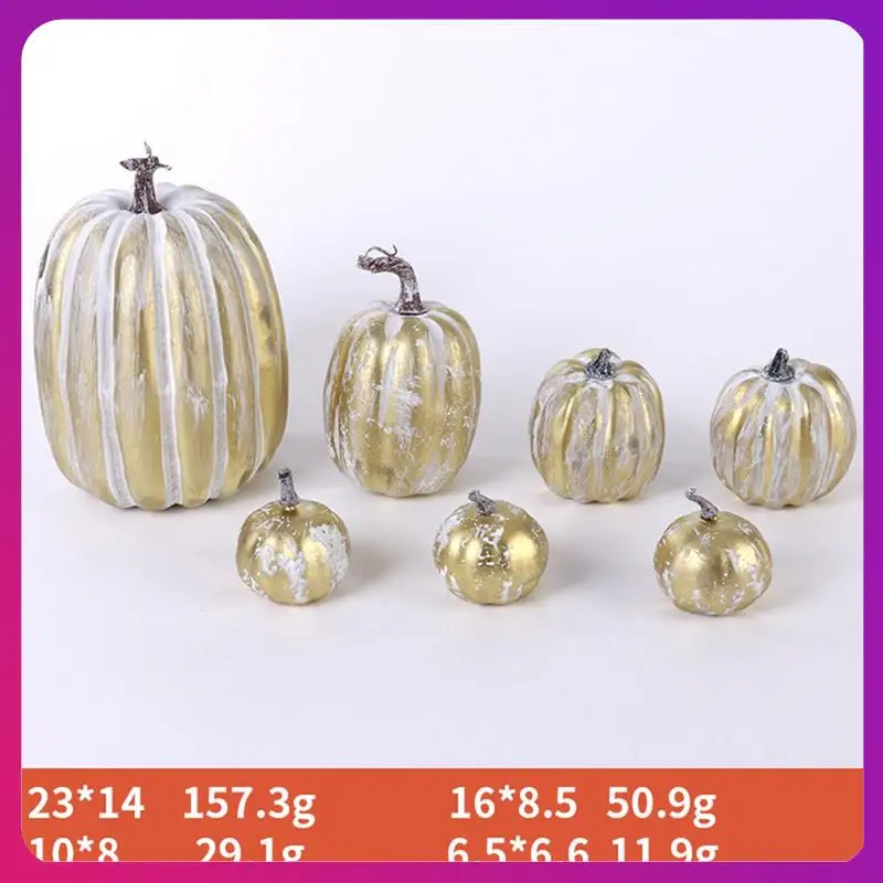 

8PCS Assorted Fall Artificial Pumpkins Gold Brushed White Pumpkins Decorative Pumpkins Foam Pumpkins Gold&White