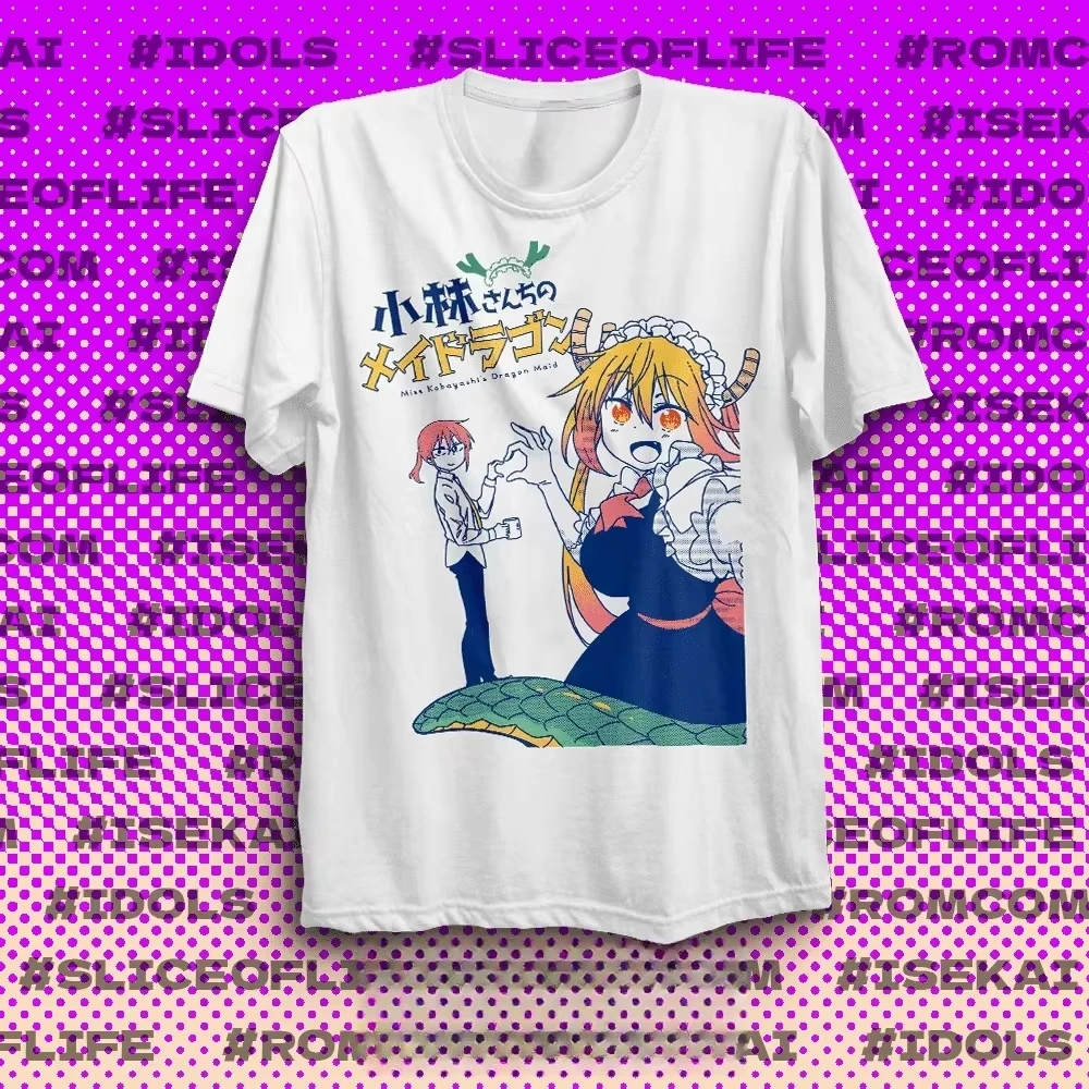 2026summer Hot Kawaii Anime Dragon Maid Oversized T-shirt, Tohru Retro Frame Portrait Print Casual  Y2k Short Sleeves Classic