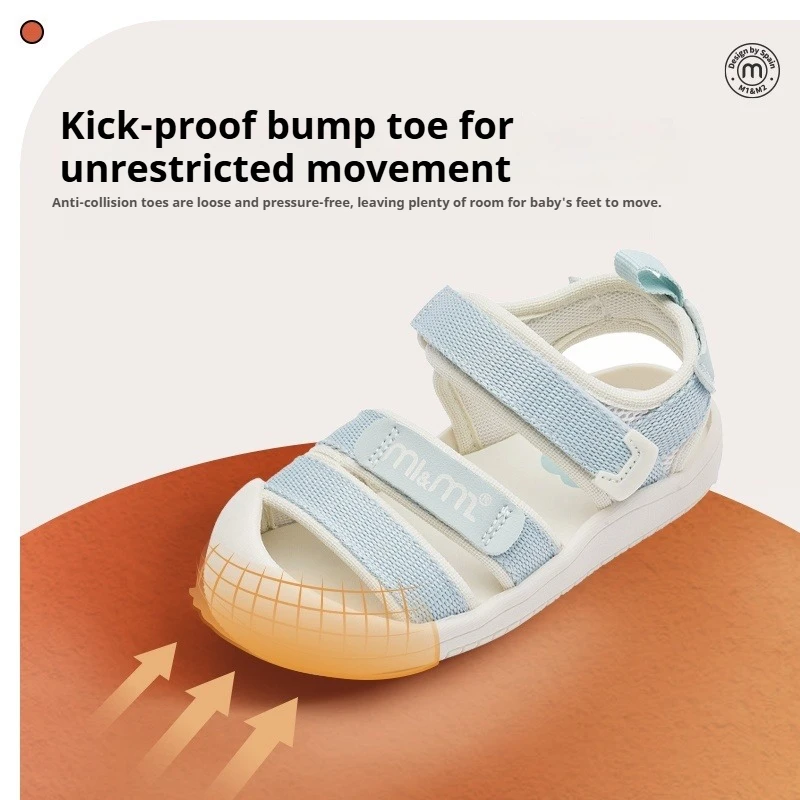 M1 & M2 แฟชั่นฤดูร้อนเด็กรองเท้าแตะ Ergonomics Anti-Crash Toe-ครอบคลุมด้านล่างนุ่ม Anti-Slip Unisex กีฬารองเท้าชายหาดสําหรับเด็กวัยหัดเดิน