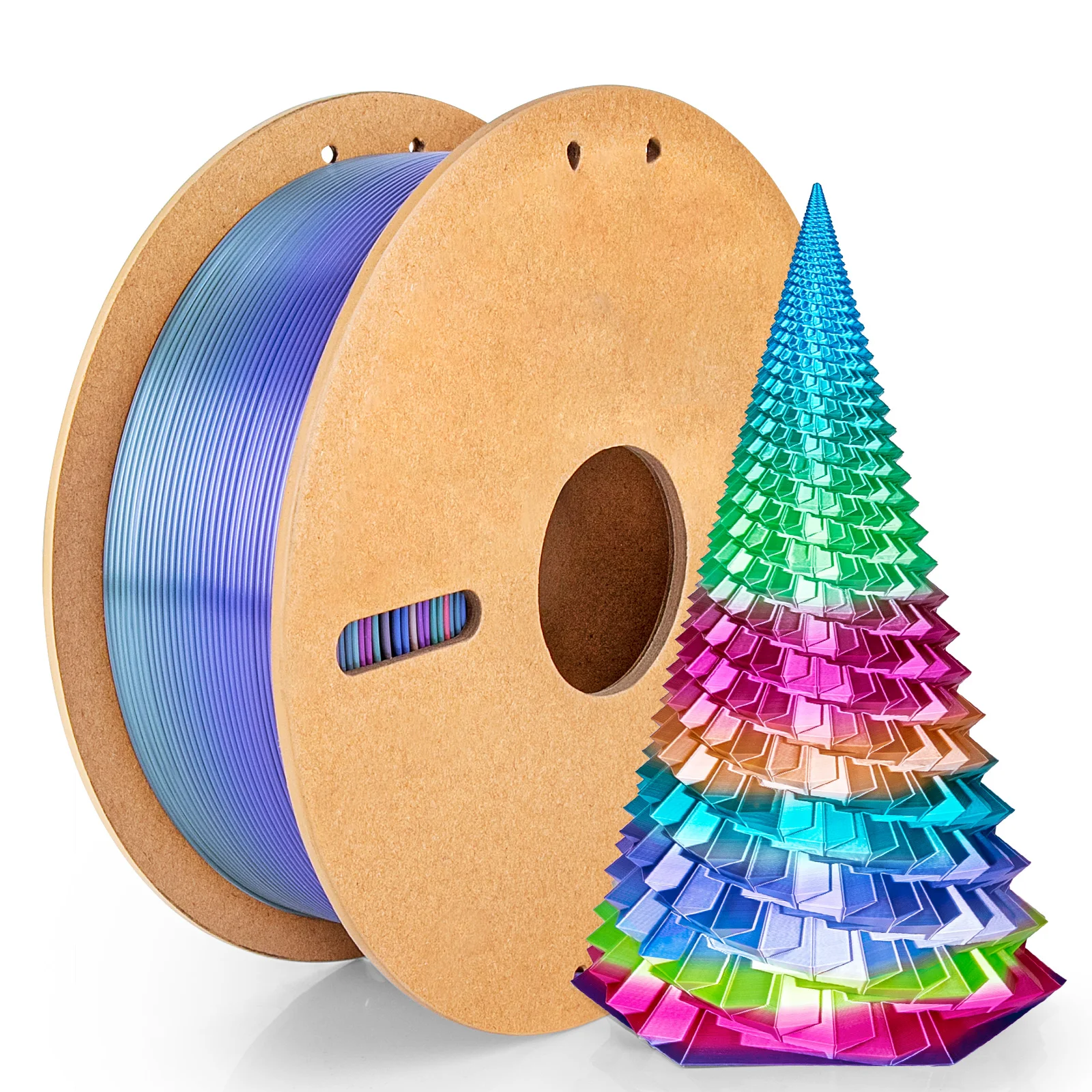 

PLA-филамент Silk Rainbow 1.75мм - Синяя серия 500г/1кг, Блестящий градиент для 3D-принтера, совместим с FDM