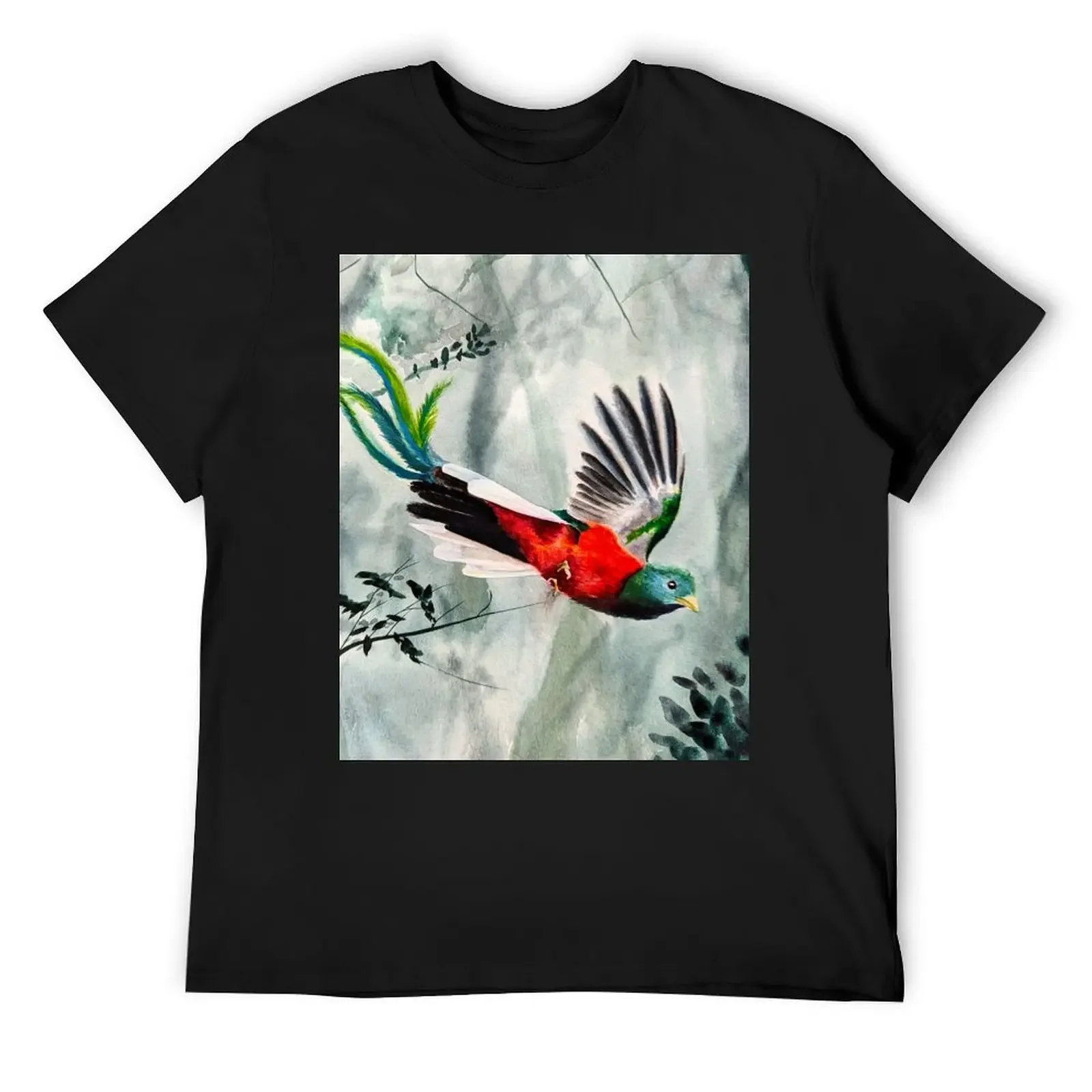 

Quetzal Flying in Misty Forest T-Shirt basketball graphic tees graphics luxury clothing labubu mens tall t shirts