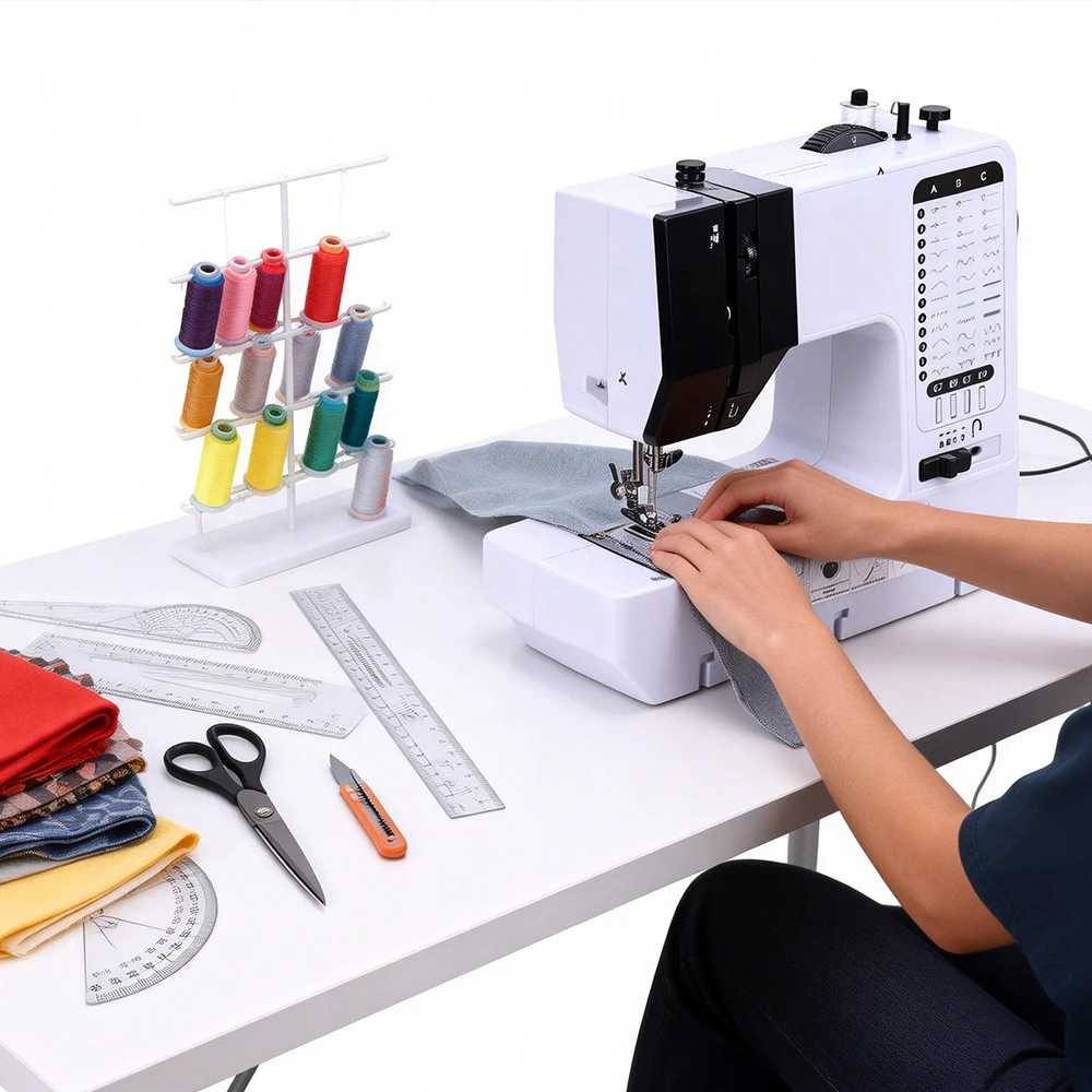 

38 Stitches Mini 737 Portable Sewing Machine Handy Replaceable Presser Foot Overlock Start Button Winding Electrec With Pedal