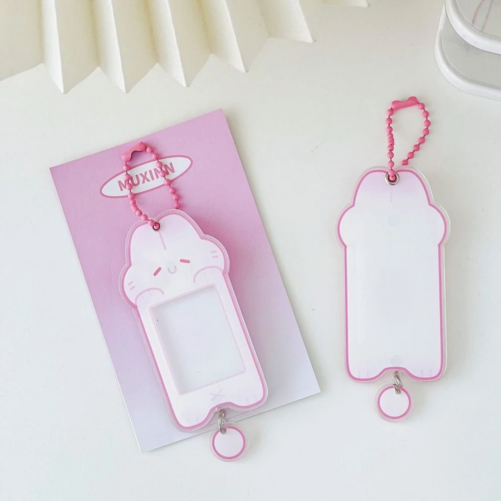 Acrylic Keychain Kawaii Photocard Holder Idol Photo Protector Case Creative Animal Theme Mini Picture Frame Envelopes