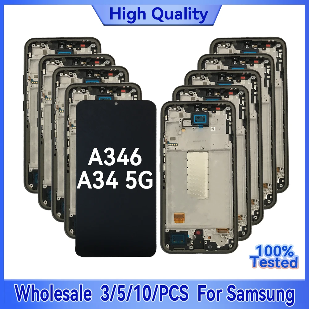 

Wholesale Lot For Samsung A34 5G LCD Screen Touch Assembly Display 3/5/10 Pieces with A346B A346U A346E Multiple Models