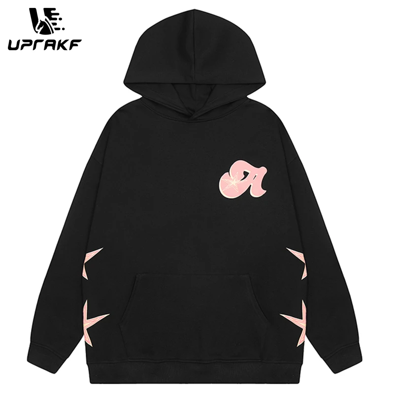 

UPRAKF Men and Women Hoodie Graphic Double-sided Printed Streetwear Long Sleeve Autumn Pullovers Hip Hop Cotton Top Fashion