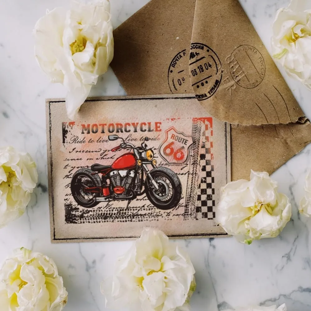 Vintage Text Background Transparent Clear Stamps Motorcycle Car Train Embossing Stamp Sheets Silicone Clear Stamps Seal for