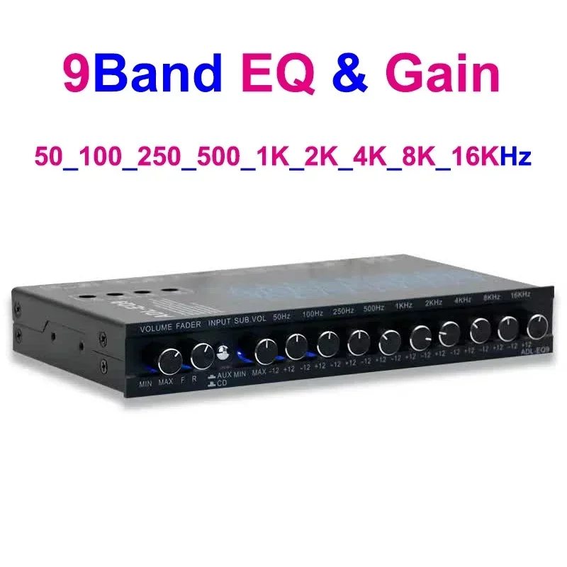 5/7/9 Band Car Equalizer Audio EQ Tuning Crossover Amplifier Parametric Car Preamplifier Audio Equalizer +-12dB