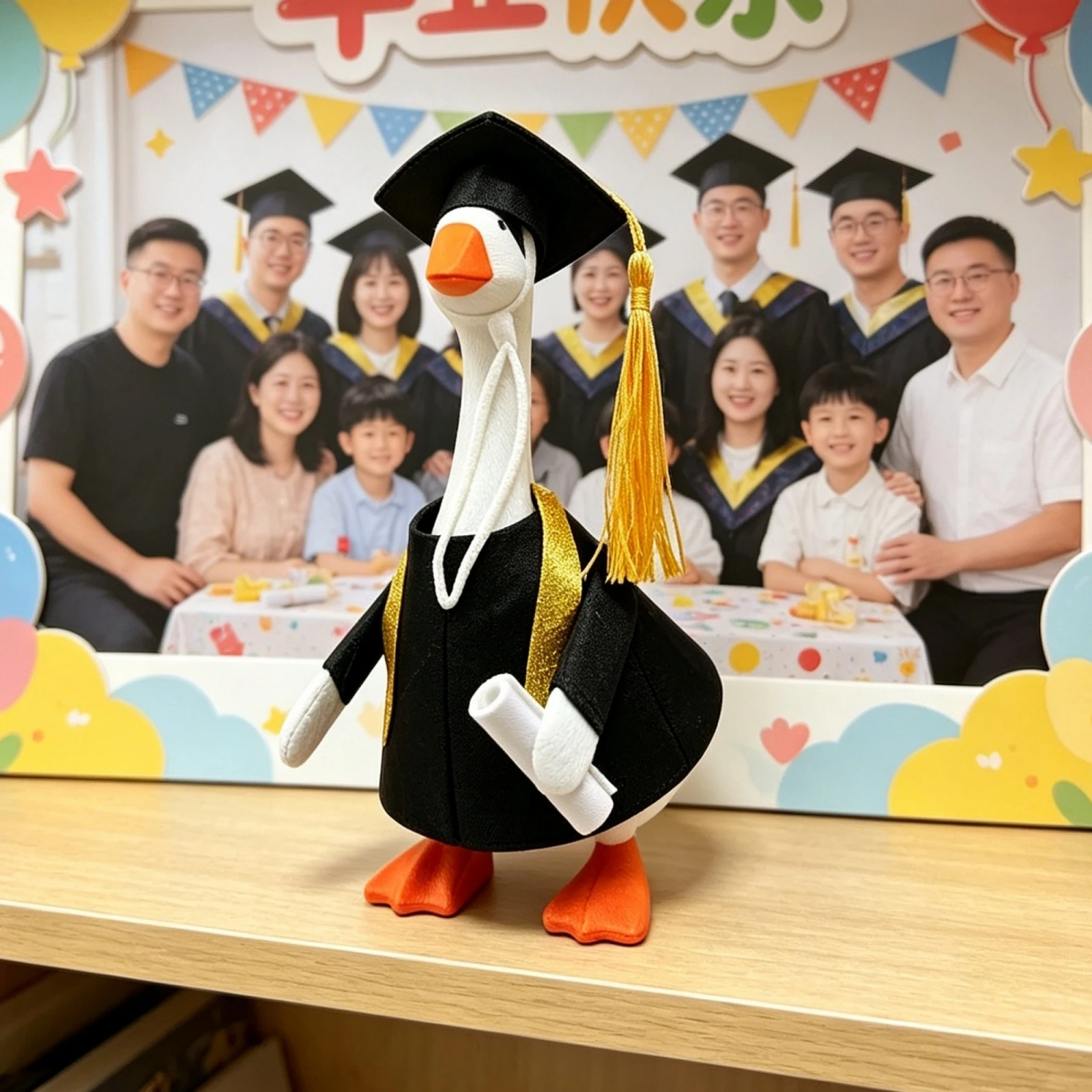 Graduation Desk Goose Outfits for 7inch Goose, Cute Graduation Gown and Cap, Mini Goose Outfits view 2