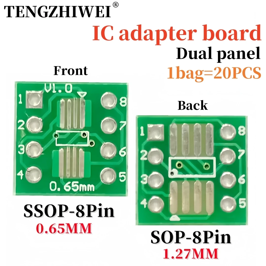 20PCS SOP8 SSOP8 TSSOP8 Patch turn in-line DIP IC pin distance 0.65/1.27mm IC conversion board