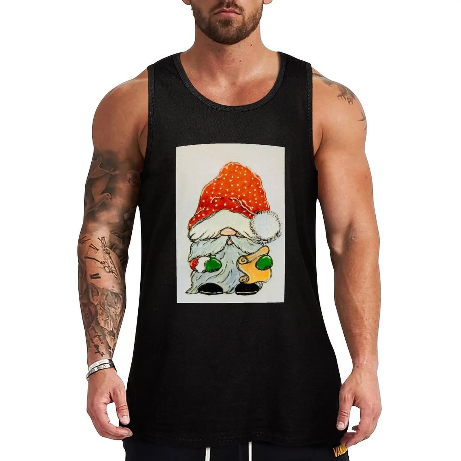 

Santa Gnome Tank Top bodybuilding men men clothes basketball clothing