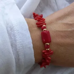 Coral Red Coral Gemstone Bracelet Yoga Fertility Bracelet