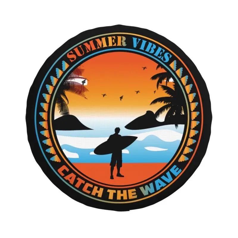 Summer Vibes Catch The Wave Spare Tire Cover for Jeep Honda Surfing Surfer SUV RV Trailer Car Wheel Protectors Accessories