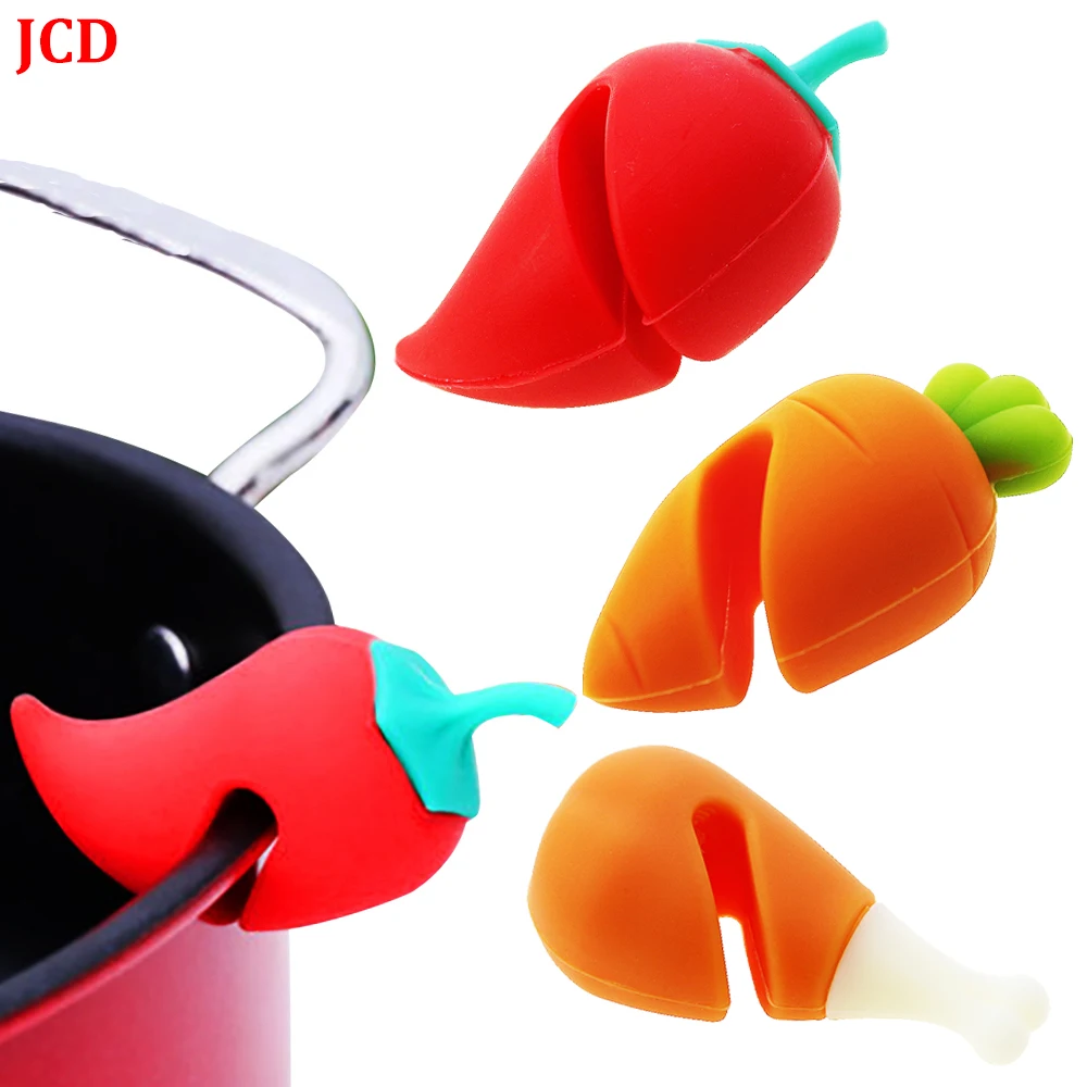 1Pcs Creative Cute Small Pepper, Carrot, Chicken Leg Shape, Pot Lid Raised, Silicone Spill Preventer, Practical In Kitchen