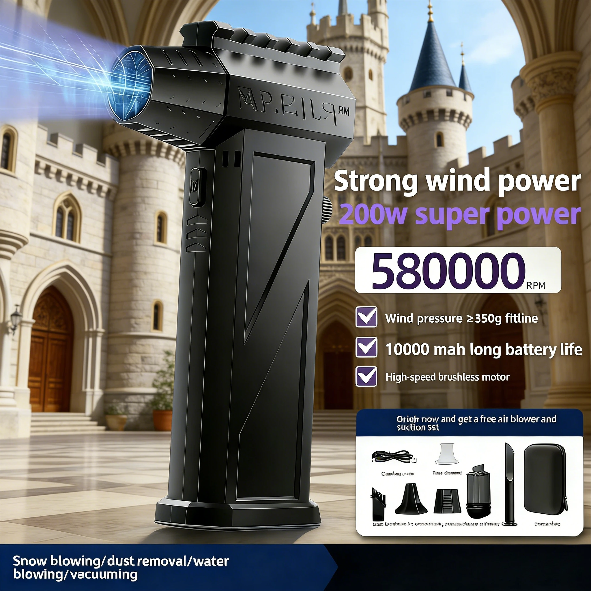 

X3Pro Winter Snow Removal Blower | 850000RPM 53m/s Brushless Violent Fan | Vacuum Cleaner Type-C Rechargeable