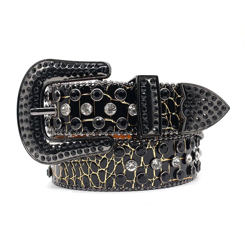 

men's fashion rhinestone belts soft leather diamond studded belt punk rock dress black green brand designer waistband women sash