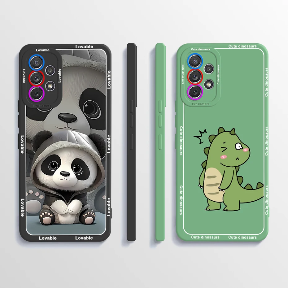 For Samsung Galaxy A52 A52S A72 5G Case Cute Panda Dinosaur Liquid Soft Silicone Back Cover For Samsung A52 5G SM-A526B Fundas