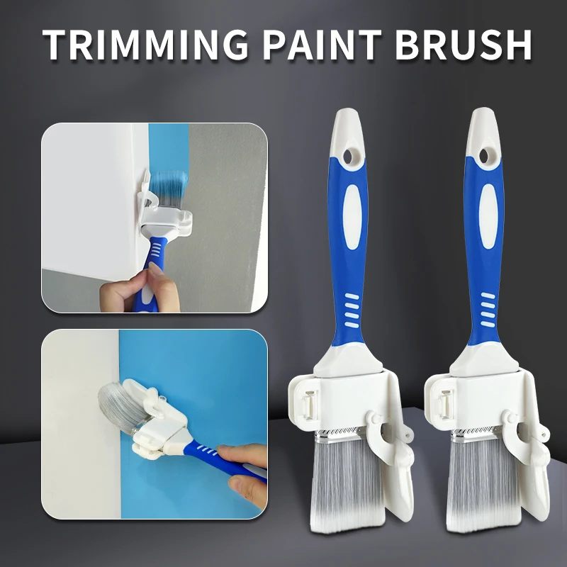 2 Pcs Professional Paint Edging Brush 180° Rotating Shield Anti-Slip Grip Wall Conforming Design for Accurate Painting