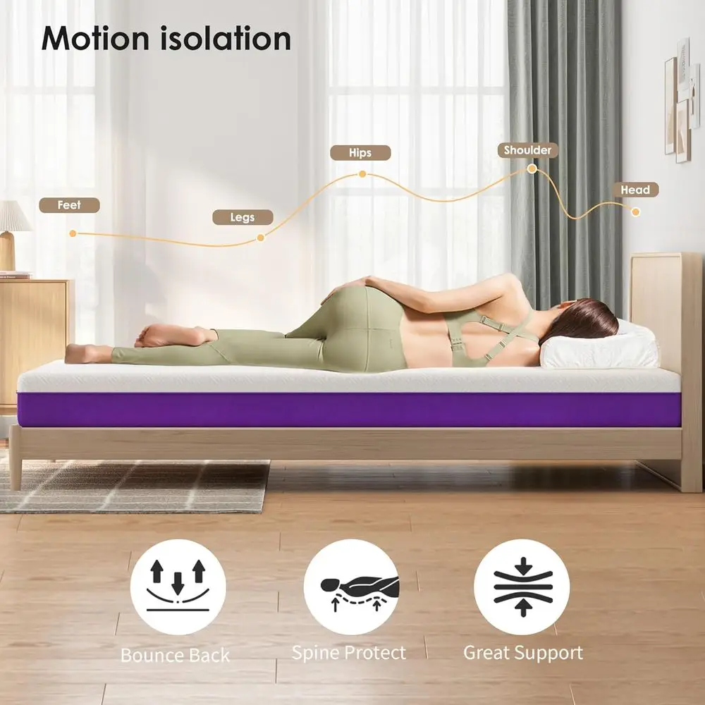 6 Twin Mattress for Dorms, Daybeds, Living Rooms - Gel Memory Foam, Medium Firm, Washable Cover view 6