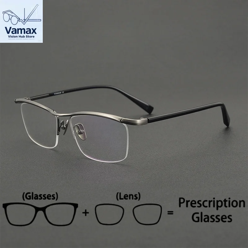

Square Frameless Pure Titanium Myopia Glasses for Men Business Office Anti Fatigue Eyewear Reading Prescription Glasses