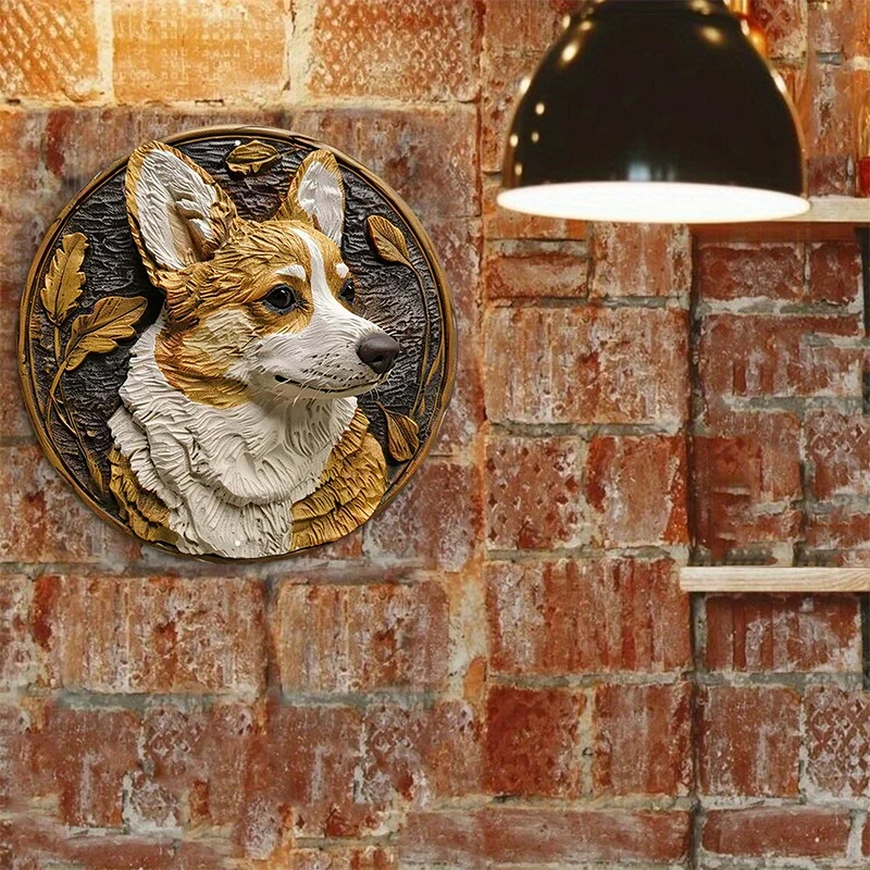 Cartello decorativo in metallo con un Cast dell\'amato cane Corgi, perfetto per appendere le porte, decorazioni da parete, 8x8 pollici, 1 pz