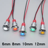 6mm 8mm 10mm 12mm LED lámpara de señal de luz indicadora de Metal con cable 3V 5V 6V 12V 24V 110V 220V rojo azul verde amarillo blanco