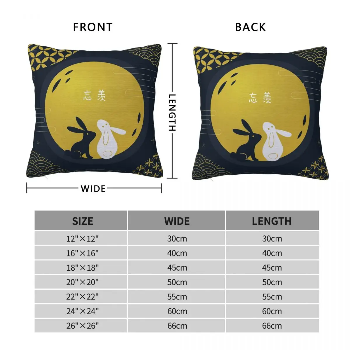 Wangxian Bunny Mask Square Pillowcase Polyester Linen Velvet Printed Zip Decorative Throw Pillow Case Room Cushion Cover