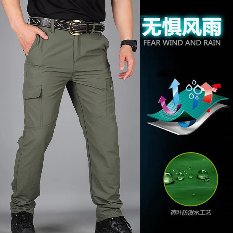 

Men's Quick-Drying Cargo Pants, Hiking Pants, Waterproof, Plus Size, Thin, Loose, Summer