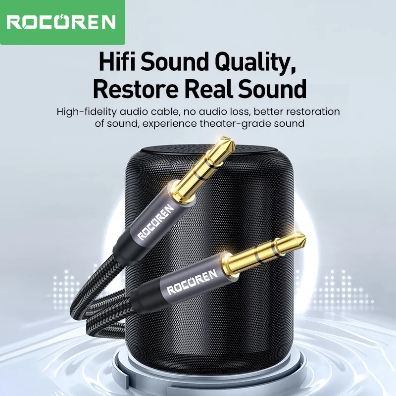 Rocoren 3.5mm Jack wtyczka do kabla Audio z męskiego na męskie przewód Aux Audio 3.5mm do telefonu słuchawki samochodowe MP3 głośnik komputer