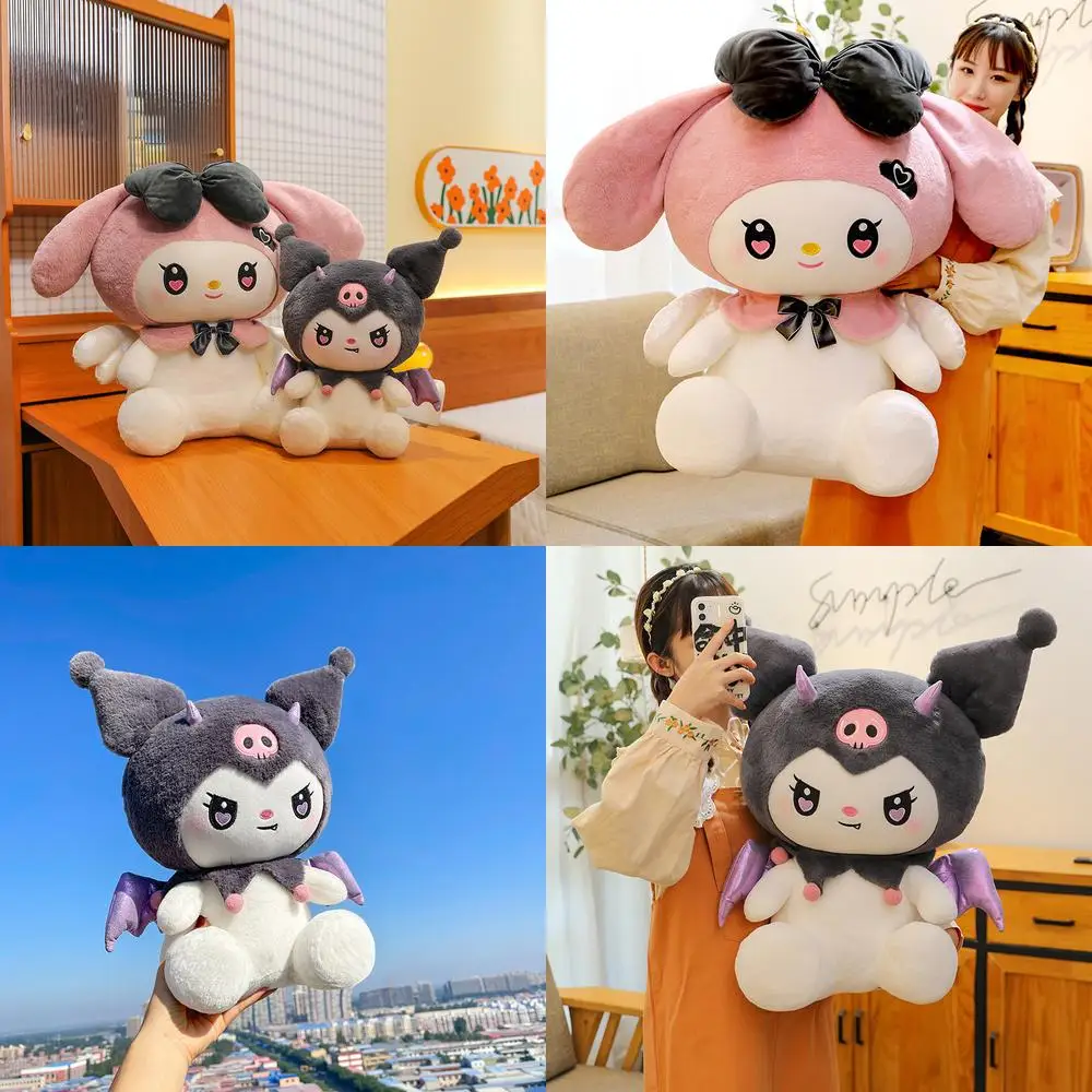 

Kawaii Plush Toy Sanrio Kuromi Melody Doll Cute Stuffed Animal Dark Gothic Style Pillow Kids Birthday Gift for Children