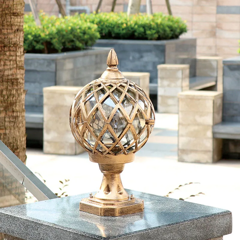 Ball Shape Outdoor Pillar Lamp Waterproof Verlichting Porch Garden Bra Gateway E27 Chapiter Lights Decoration Column Light